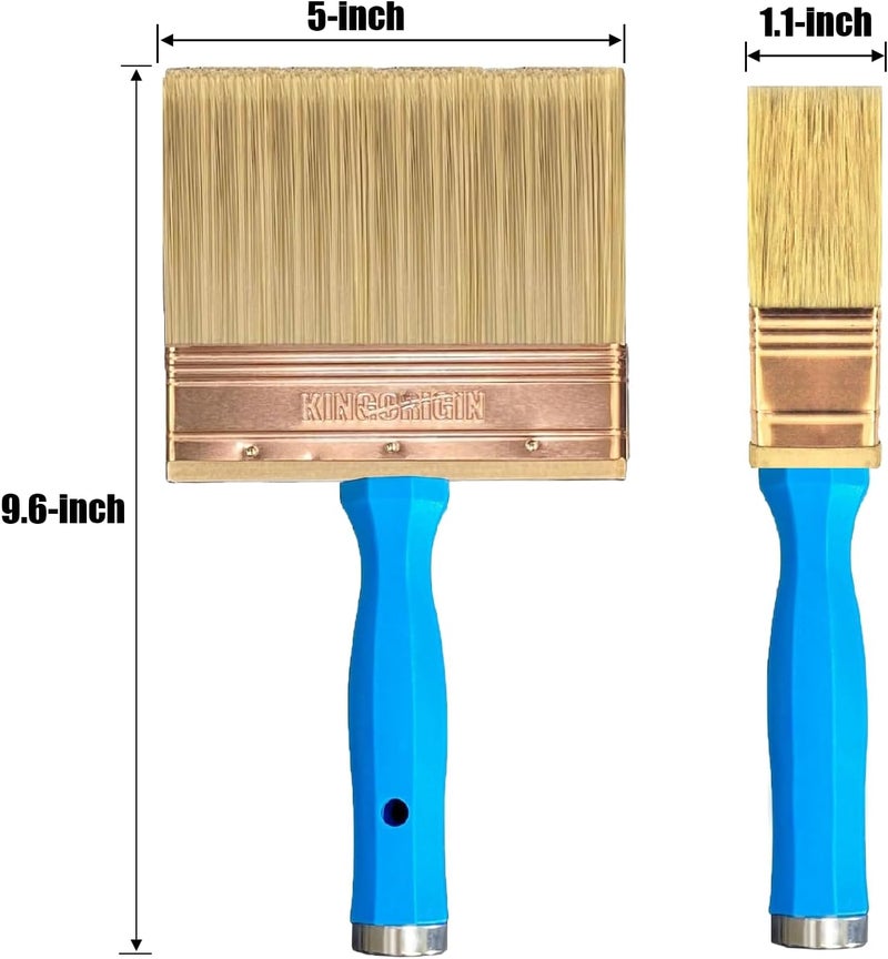 KingOrigin Deck Stain Brush, 5 Inch Deck Paint Brush with Threaded Handle for Extension Pole, Wide Large Brushes for Staining Wood, Fence, Walls, Lime Wash Paint Brush - Image 2