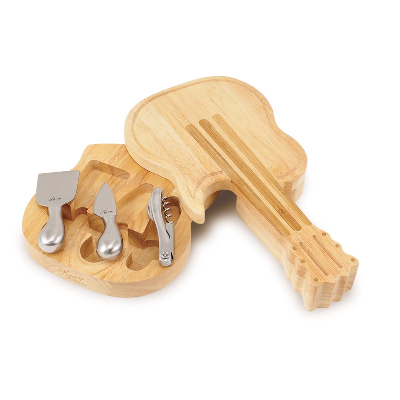 PICNIC TIME TOSCANA - a Picnic Time brand Guitar Cheese Board & Knife Set, Novelty Charcuterie Board Set with Cheese Knifes, Cheese Boards Charcuterie Boards, Serving Platter, (Bamboo)  - Image 1