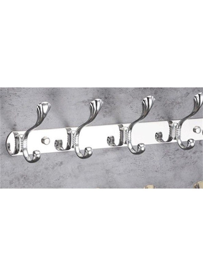 Wall Hanger With 5 Hooks，Over The Door Hooks,Coat Rack for Hanging Clothes Hat Towel (Heavy Duty Silver 1pcs) - Image 5