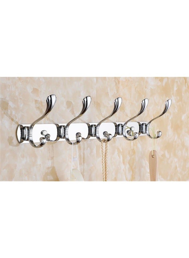 Wall Hanger With 5 Hooks，Over The Door Hooks,Coat Rack for Hanging Clothes Hat Towel (Heavy Duty Silver 1pcs) - Image 3