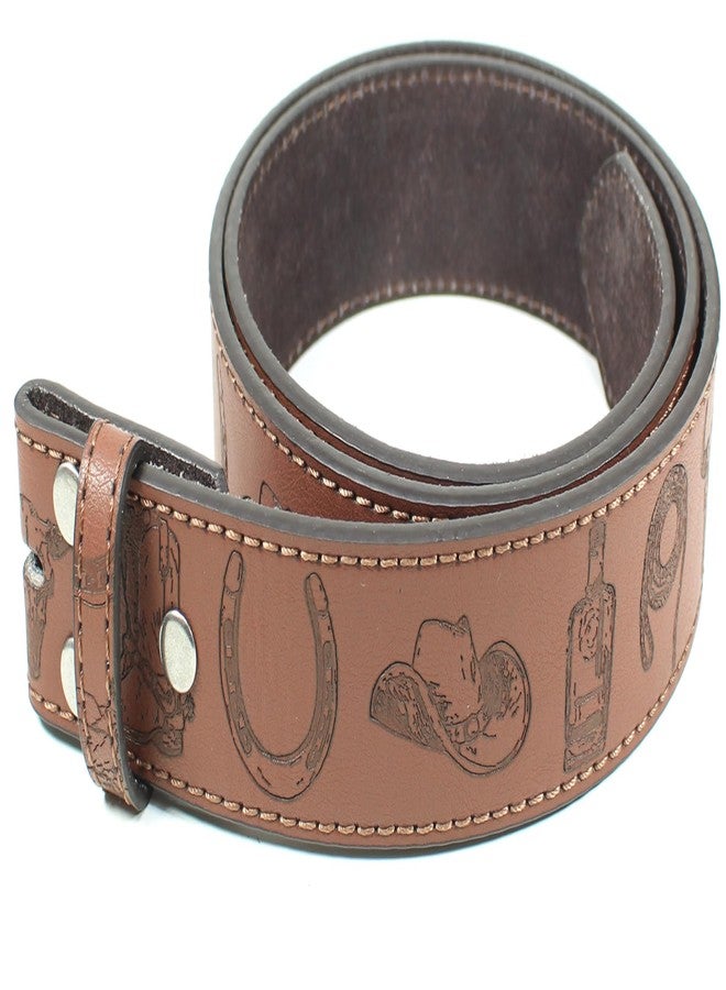 BC Belts Western Cowboy Supplies Leather Belt Strap Without Buckle 1.5" Wide with Snaps (Brown-M) - Image 3