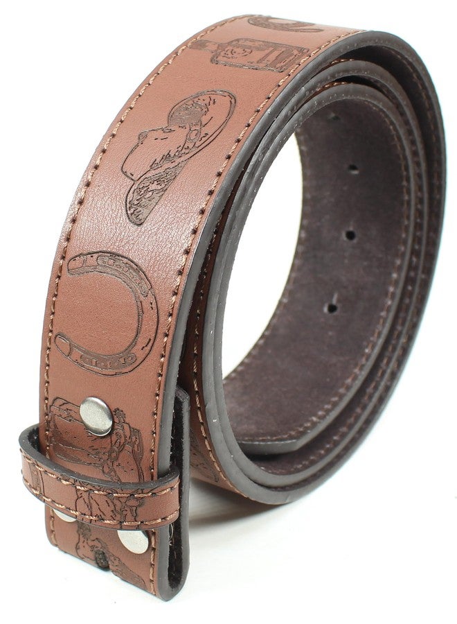 BC Belts Western Cowboy Supplies Leather Belt Strap Without Buckle 1.5" Wide with Snaps (Brown-M) - Image 2