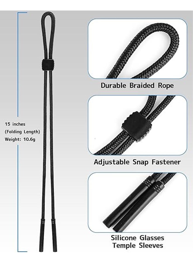 Braided Glasses Strap, Eyeglasses & Sunglasses Lanyard Cord for Men Women, Black Eye Glasses Holders Around Neck for Sports, Adjustable Eyewear Retainer Safety String Rope, Pack of 3 - Image 2