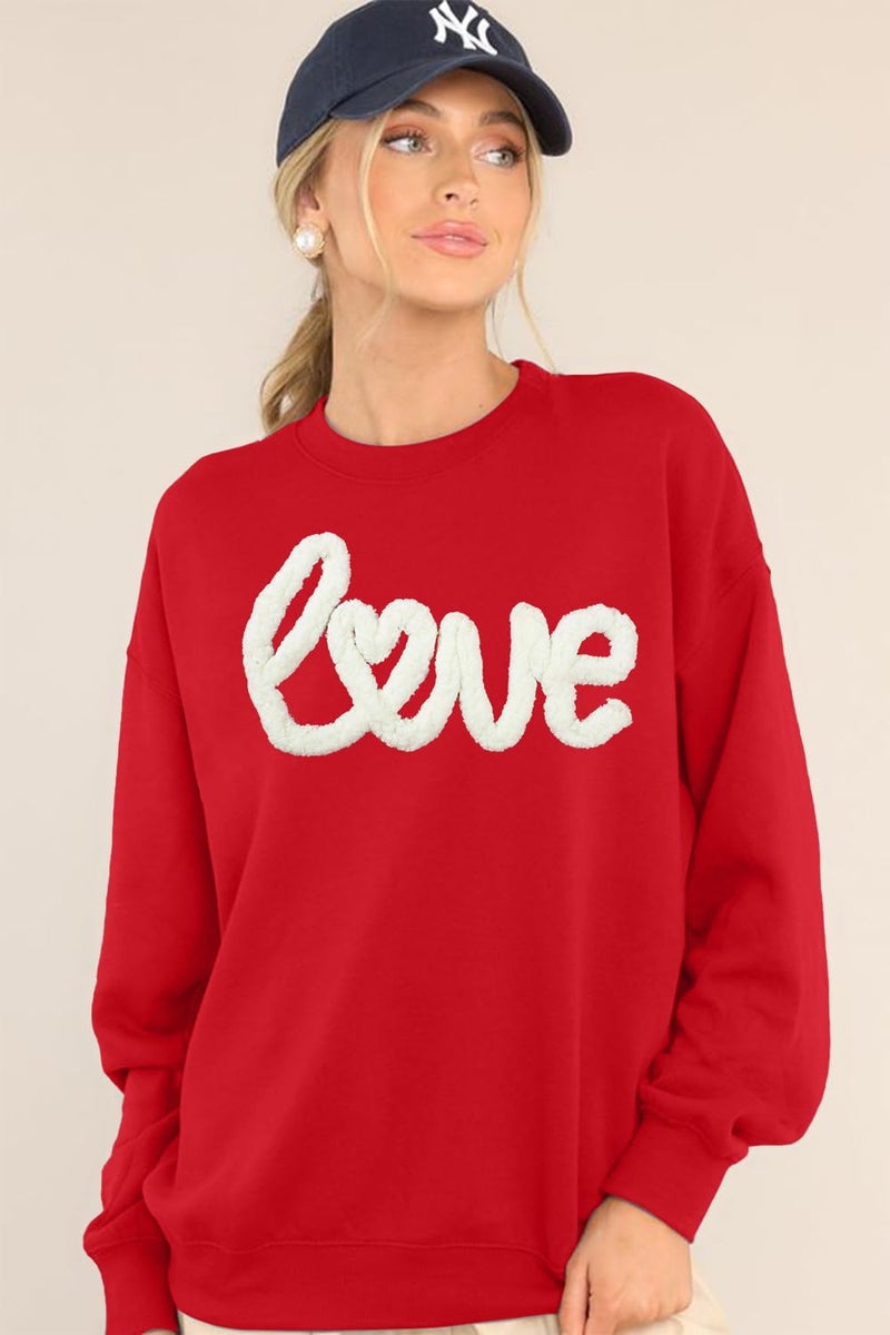 MAXIMGR Valentines Sweatshirts Women Love Sweatshirt - Embroidered Sequin Heart Shirts Valentine Gifts Pullover Tops - Image 4