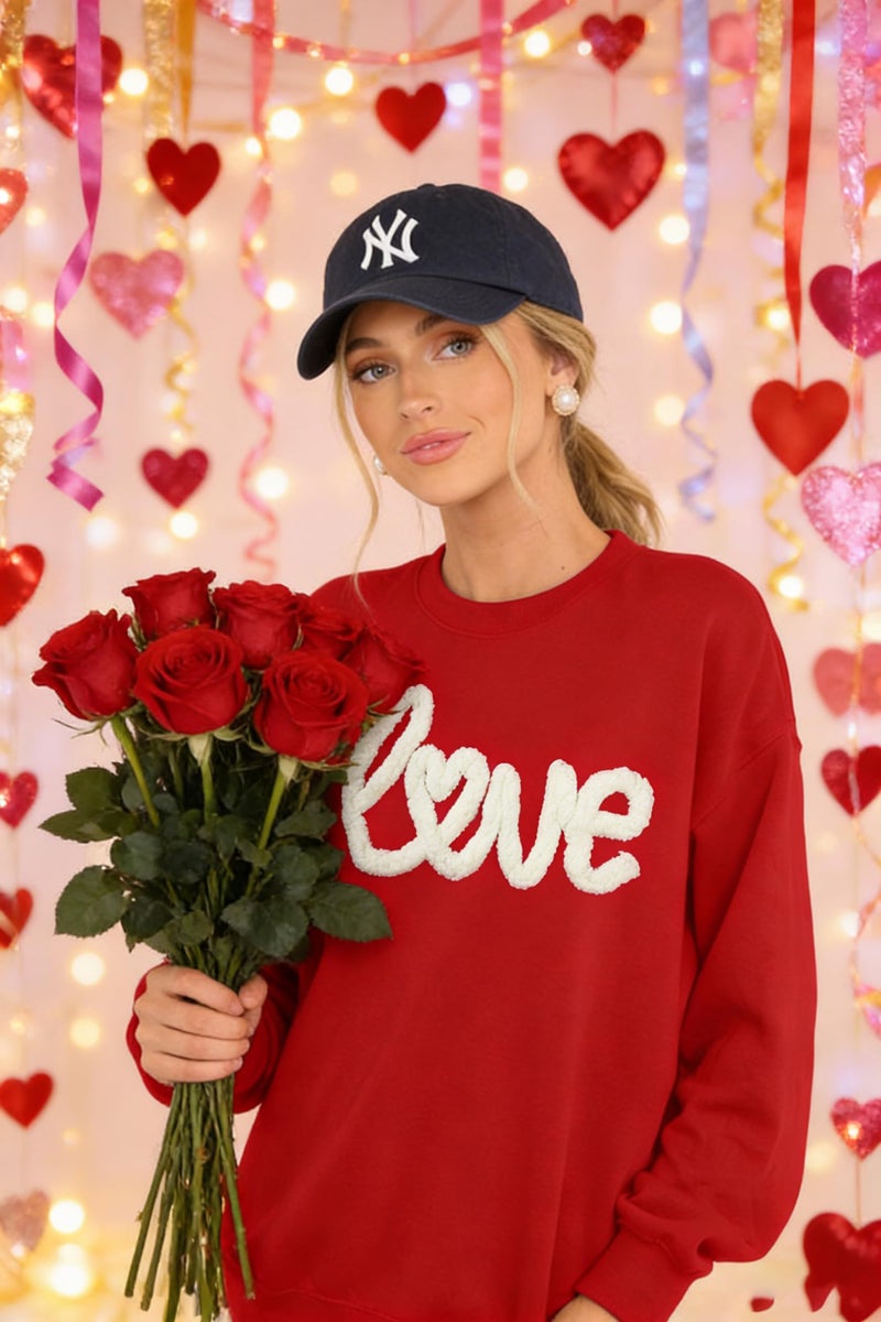 MAXIMGR Valentines Sweatshirts Women Love Sweatshirt - Embroidered Sequin Heart Shirts Valentine Gifts Pullover Tops - Image 3