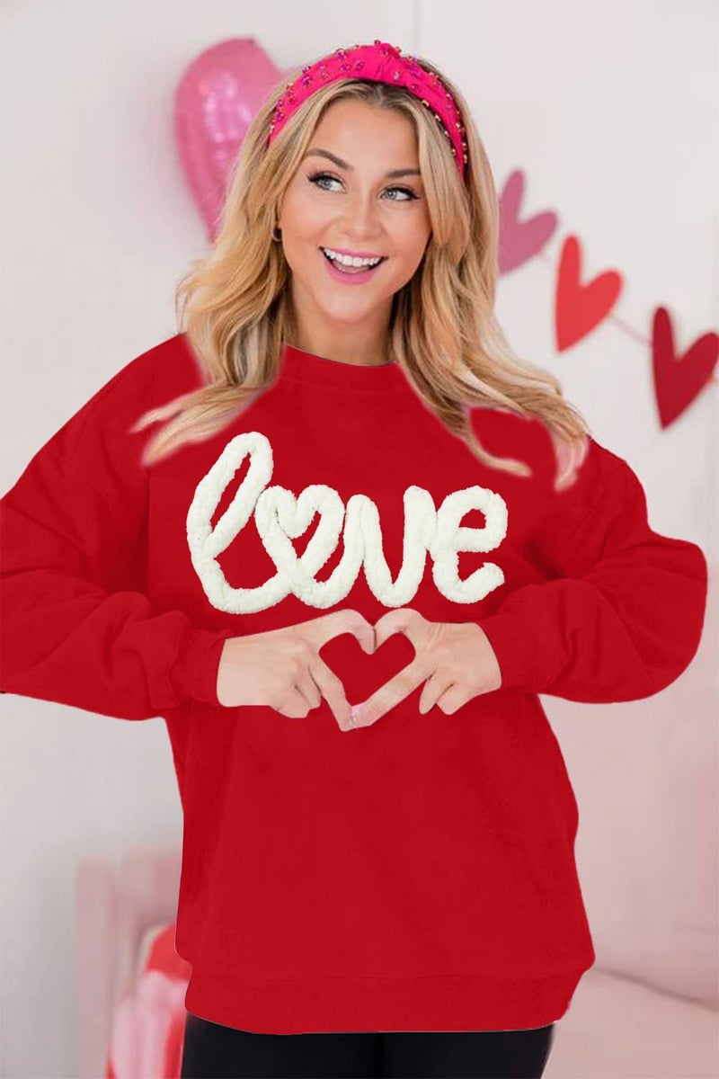 MAXIMGR Valentines Sweatshirts Women Love Sweatshirt - Embroidered Sequin Heart Shirts Valentine Gifts Pullover Tops - Image 5