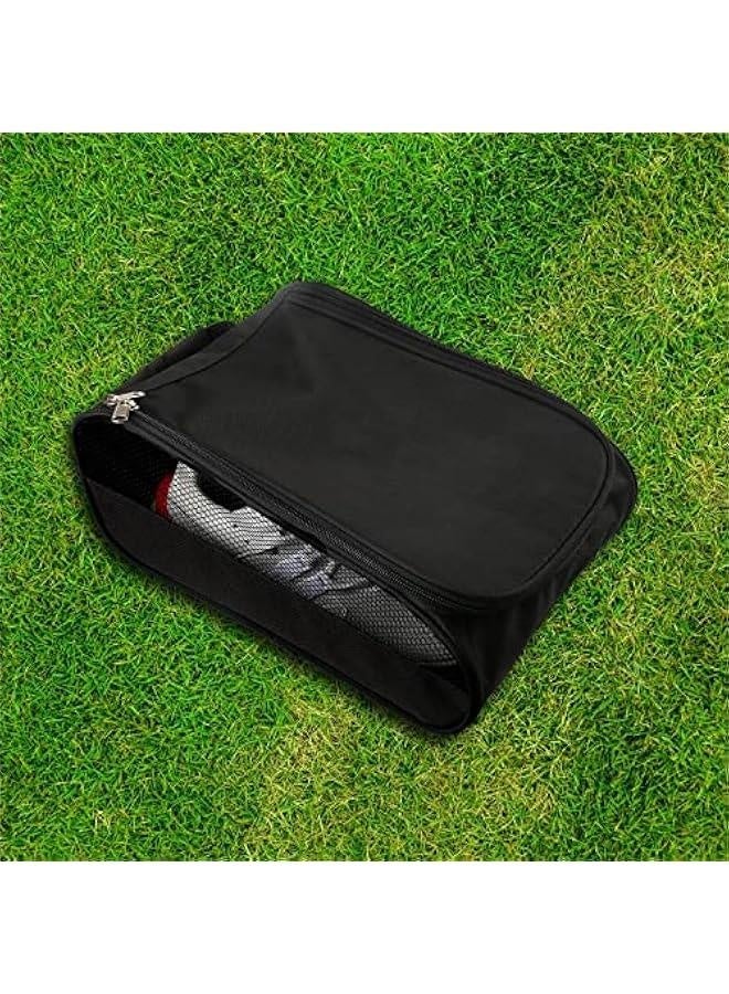 Golf Shoes Bag, Black Polyester Zippered Sport Shoes Bag with Mesh Panel for Protecting Shoes and Preventing Odors, Top Handle for Easy Storage and Travel - Image 4