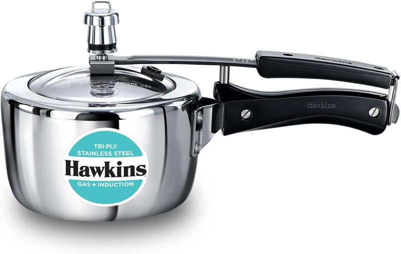 Hawkins 1.5 Litre Triply Stainless Steel Pressure Cooker, Inner Lid Induction Cooker, Silver - Image 1