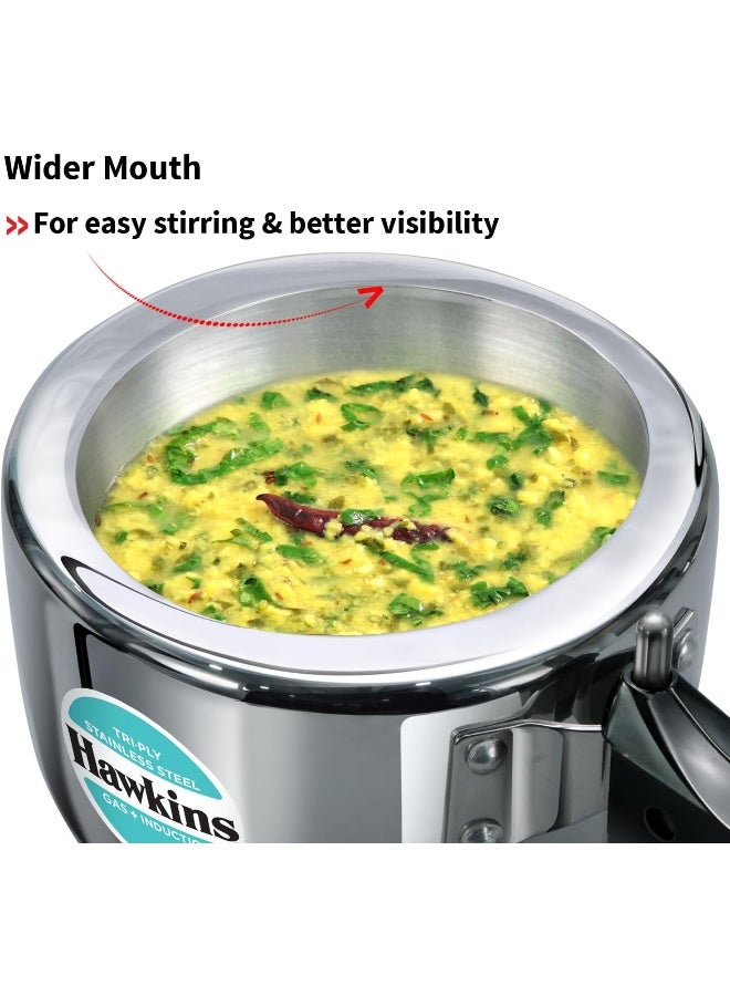Hawkins 1.5 Litre Triply Stainless Steel Pressure Cooker, Inner Lid Induction Cooker, Silver - Image 3