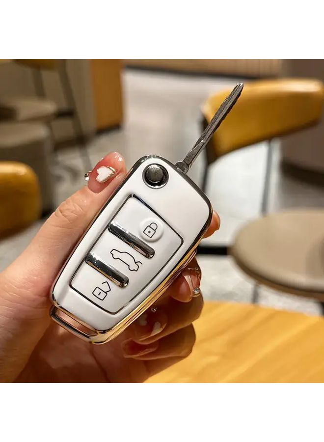غطاء علبة مفتاح السيارة من TPU الأسود لأودي A1 A3 A4 A6 Q3 Q5 Q7 TT R8 S3 - Image 5