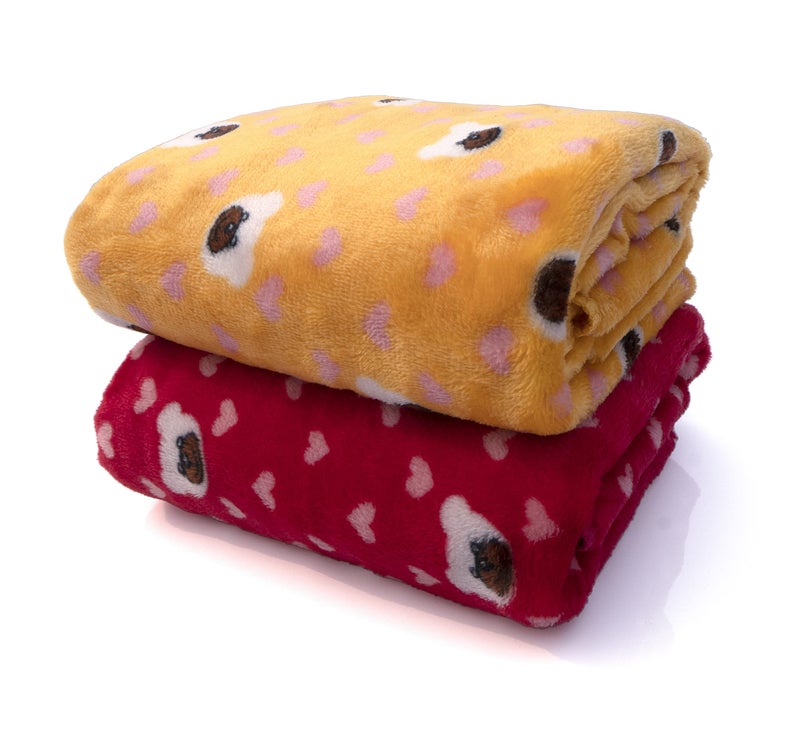Uber World Kids Bath Towels Super Soft Coral Fleece 284 GSM 121 x 61 CM Carrot Orange & Crimson Pack of 2 - Image 1