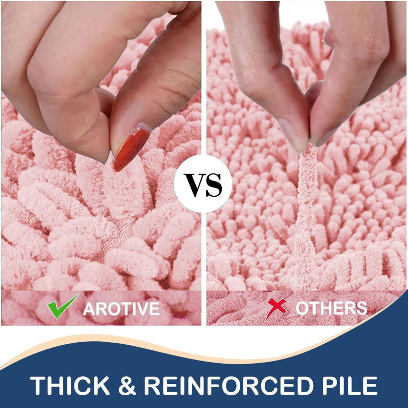 Arotive Arotive Luxury Chenille Bathroom Rug Mat  Extra Soft Thick Absorbent Shaggy Bath Rugs  Non-Slip Machine Wash Dry Plush Bath Mats for Bathroom  Tub  and Shower (24""x16""  Pink)  - Image 4
