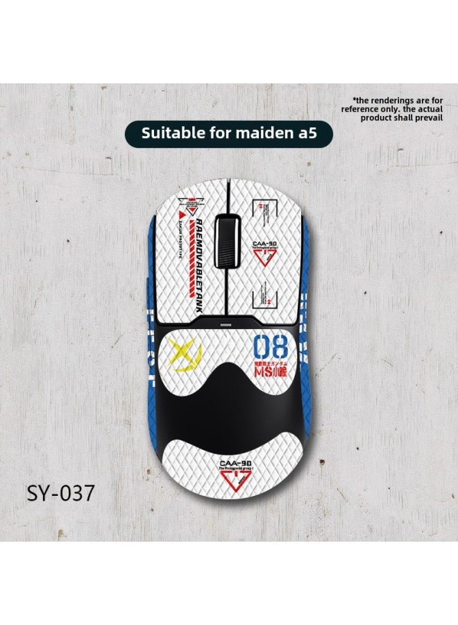 Suitable For Mai From A5 Mouse Anti-slip Stickers A5PRO MAX Full Set With Back Stickers Lizard Skin Anti-sweat Suction Generation Wholesale-Color:Mai From A5-SY-037 White Gundam/White Diamond-Full Package - Image 1