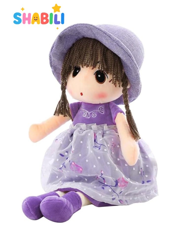 SHABILI 45cm Soft Baby Doll Girl Plush Toy with Hat and Dress for Kids, Cute Sleeping Companion Plush Doll with Soft PP Cotton Filling, Ideal Birthday Gift and Home Decoration Toy for Girls and Children - Image 1