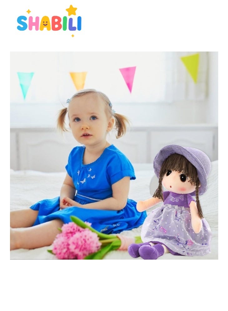 SHABILI 45cm Soft Baby Doll Girl Plush Toy with Hat and Dress for Kids, Cute Sleeping Companion Plush Doll with Soft PP Cotton Filling, Ideal Birthday Gift and Home Decoration Toy for Girls and Children - Image 2