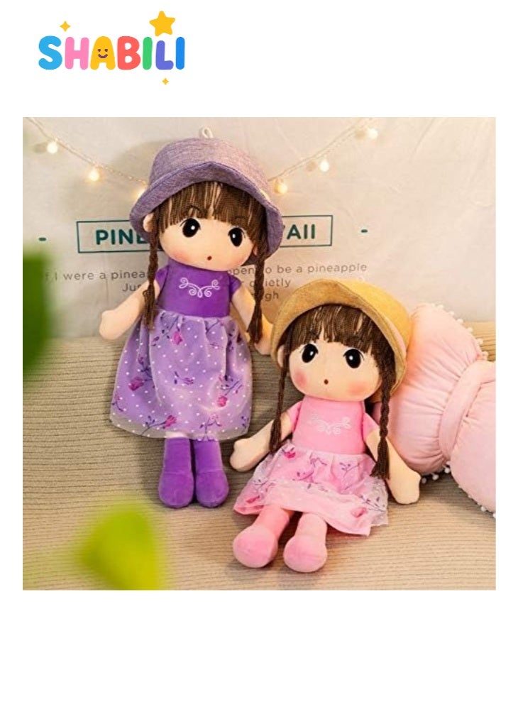 SHABILI 45cm Soft Baby Doll Girl Plush Toy with Hat and Dress for Kids, Cute Sleeping Companion Plush Doll with Soft PP Cotton Filling, Ideal Birthday Gift and Home Decoration Toy for Girls and Children - Image 3