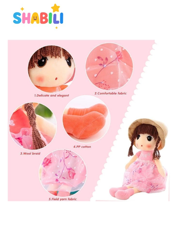 SHABILI 45cm Soft Baby Doll Girl Plush Toy with Hat and Dress for Kids, Cute Sleeping Companion Plush Doll with Soft PP Cotton Filling, Ideal Birthday Gift and Home Decoration Toy for Girls and Children - Image 4