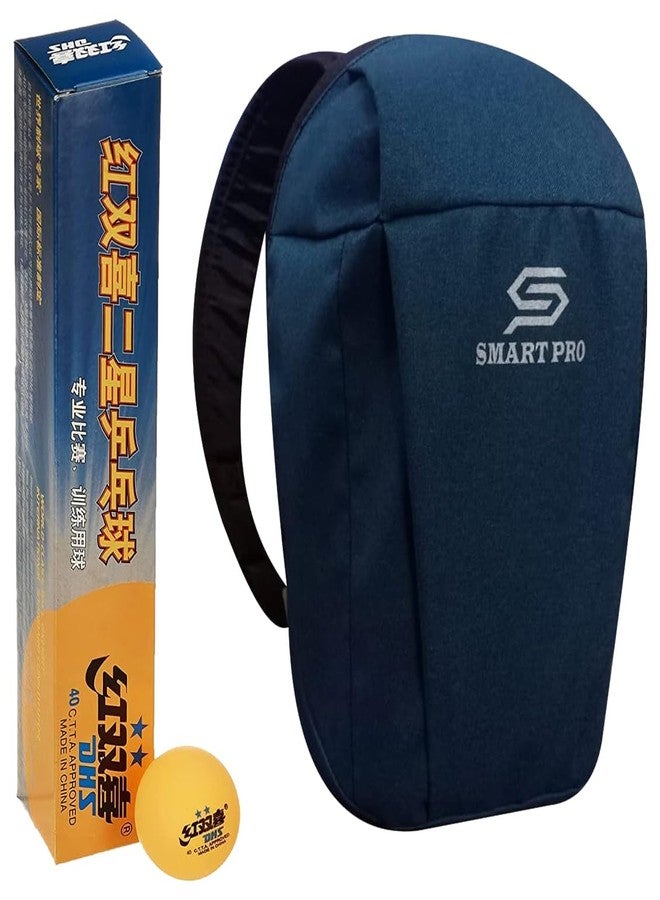 دي إتش أس كرة تنس الطاولة DHS 40 مم، نجمتان، برتقالية (علبة من 6 قطع) 72 قطعة مع غطاء Smart PRO TT الخاص، لون أزرق مخضر سريع - Image 1