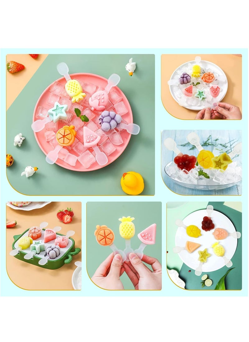 GUDOO - Ice Lolly Moulds with Sticks 6 Pieces Mini Ice Pop Moulds Silicone for Baby Food Grade BPA Free Reusable Cute Popsicle Mould Easy Release Homemade Ice Cream Moulds Ice Lolly Maker for Kids - Image 1