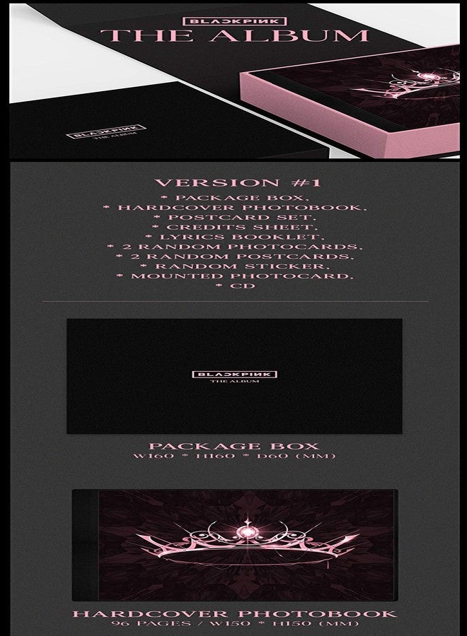 Black Pink Blackpink - The Album [Ver. 1] (1st Full Album) [Pre Order] CD+Photobook+Others with Tracking Code, Extra Decorative Sticker Set, Photocard Set - Image 2