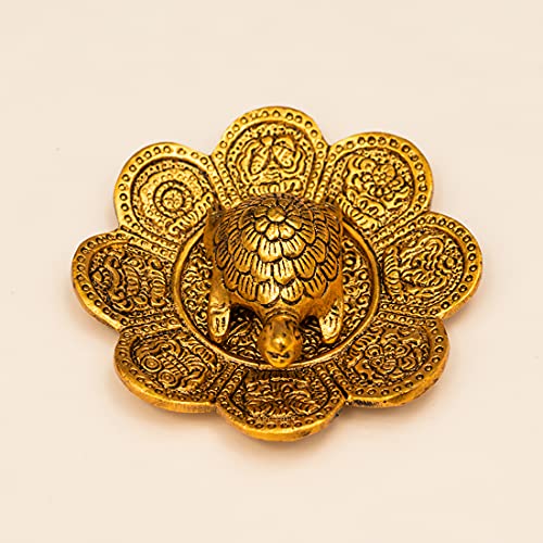 ARCHIES Diwali Gifts Fengshui Metal Turtle Tortoise Kachua on Metal Plate Vastu Statue Figurine Idol -HAT28A13 - Image 3