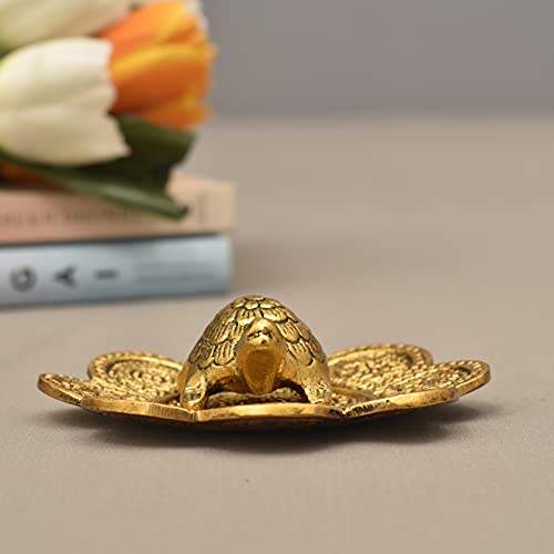 ARCHIES Diwali Gifts Fengshui Metal Turtle Tortoise Kachua on Metal Plate Vastu Statue Figurine Idol -HAT28A13 - Image 2