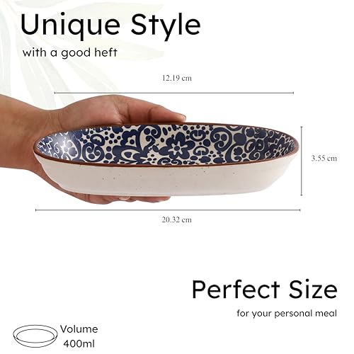 miah decor Blue Printed Round Rectangular Snack Platter – Ceramic Serving Tray for Snacks, Appetizers, Desserts & More – Elegant Decorative Plate for Home & Gifting - Image 3