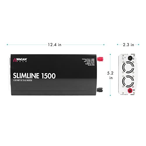 Wagan EL3722 1500W Slimline DC to AC Power Inverter 1500 Watt TrueRated Continuous 3500 Watt Surge Power DC 12V to AC 110V 3 AC Outlets and 2 USB Power Ports - Image 3