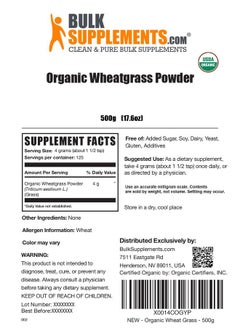 BULKSUPPLEMENTS.COM Organic Wheat Grass Powder Superfoods Powder Organic Greens Powder Superfood Wheatgrass Juice Powder Raw Wheatgrass Juice Powder 500 Grams 11 Lbs  - Image 3
