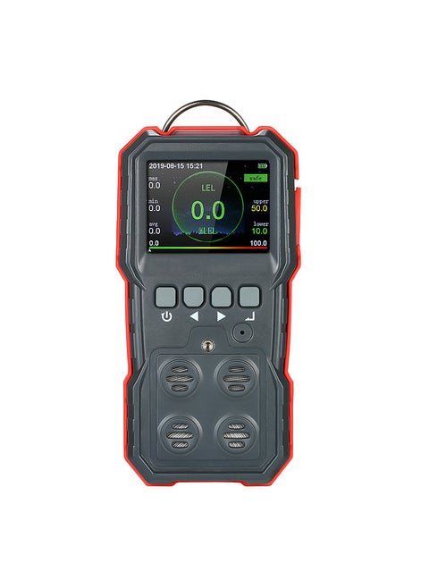 Industrial Digital Handheld 4 in 1 Gas Carbon Monoxide Detector Oxygen Combustible Gas H2S Tester with 120000 Data Logging LCD Display Sound and Light Vibration Alarm