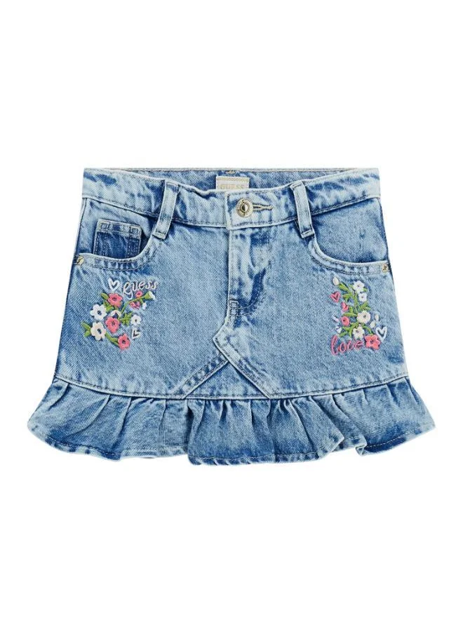جس Rigid Denim Embroidery Skirt