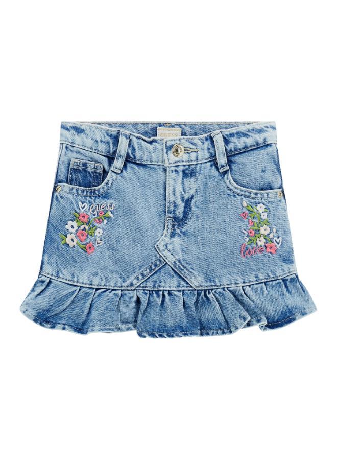 GUESS Rigid Denim Embroidery Skirt  - Image 1