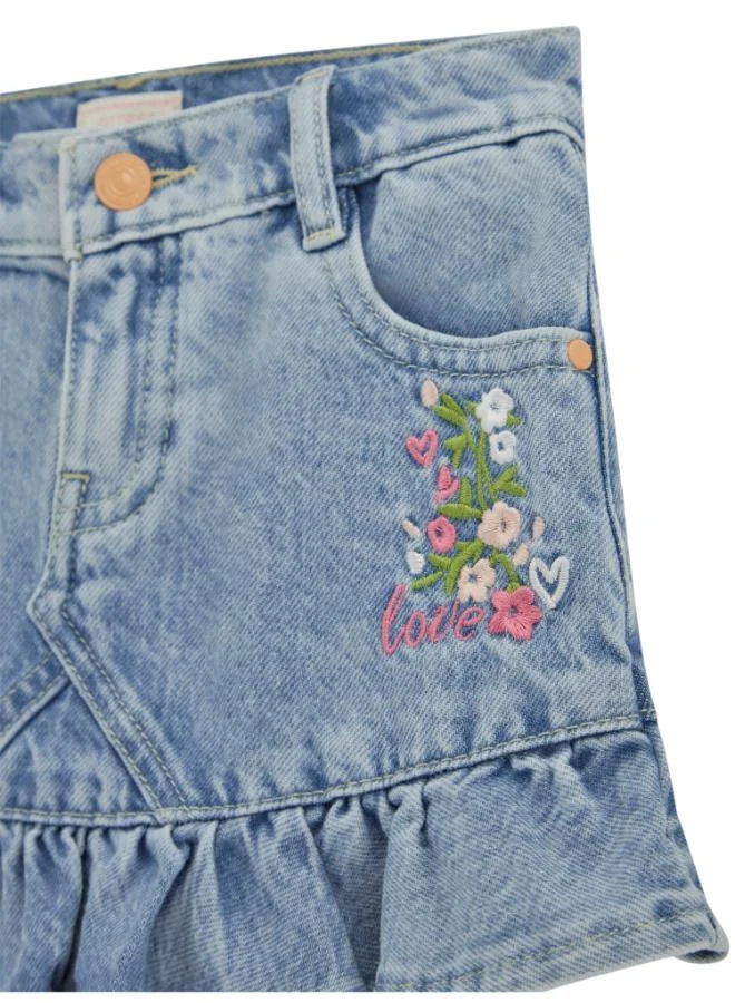GUESS Rigid Denim Embroidery Skirt