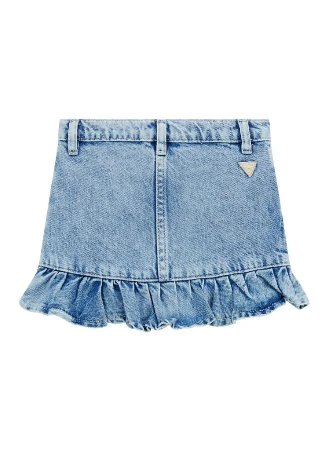 جس Rigid Denim Embroidery Skirt