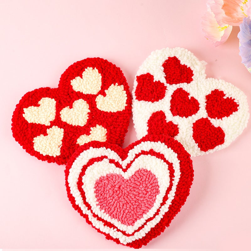 Russian Wool Poke Embroidered Coaster Diy Handmade Wedding Happy Word Beginner Children'S Couple Decompression Kit - Image 3
