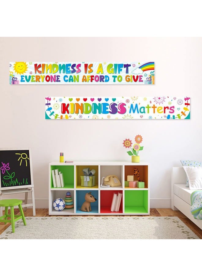 Clabby 2 Pieces Rainbow Classroom Decoration Bulletin Board Borders Motivational Classroom Banner Poster Kindness Matters School Banner with 40 Glue Points for Elementary Middle School Wall (Light Color) - Image 5