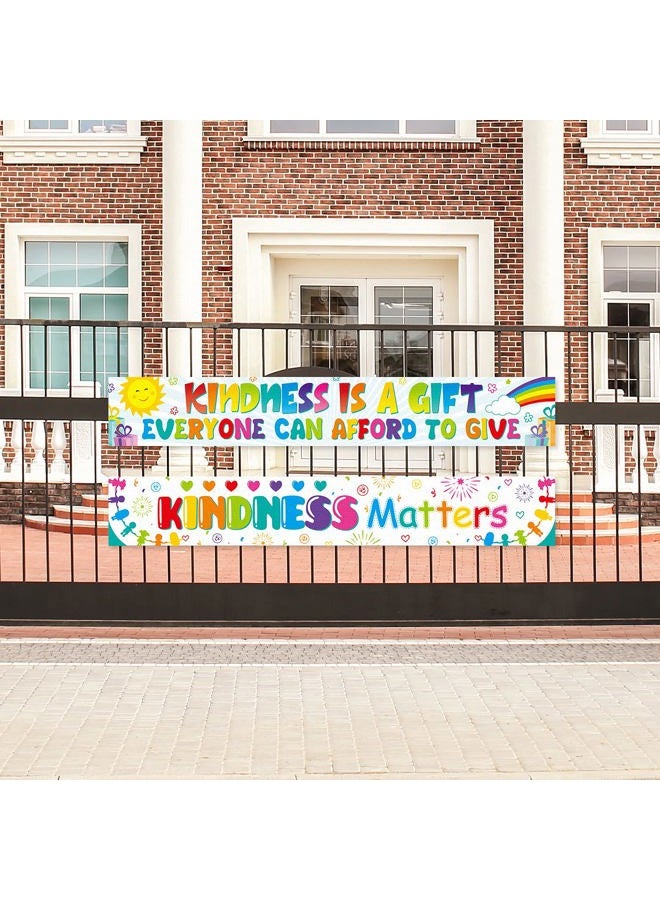 Clabby 2 Pieces Rainbow Classroom Decoration Bulletin Board Borders Motivational Classroom Banner Poster Kindness Matters School Banner with 40 Glue Points for Elementary Middle School Wall (Light Color) - Image 4