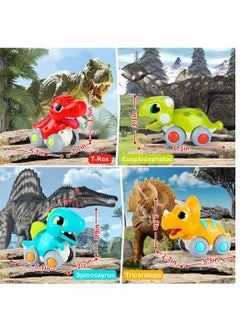 Y&D Dinosaur Toddler Toys 4 Pcs Baby Cars Kids Press Push Go Vehicles Car Inertia for 1 2 3 Year Old Boys Girls  - Image 4