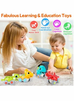 Y&D Dinosaur Toddler Toys 4 Pcs Baby Cars Kids Press Push Go Vehicles Car Inertia for 1 2 3 Year Old Boys Girls  - Image 2
