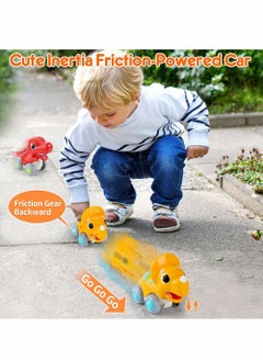 Y&D Dinosaur Toddler Toys 4 Pcs Baby Cars Kids Press Push Go Vehicles Car Inertia for 1 2 3 Year Old Boys Girls  - Image 3