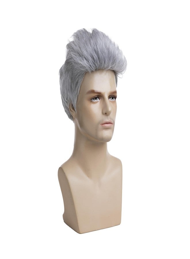 Wiwige Mens Wig Short Grey Mixed White Cosplay Hair Natural Synthetic Replacement Wig - Image 3