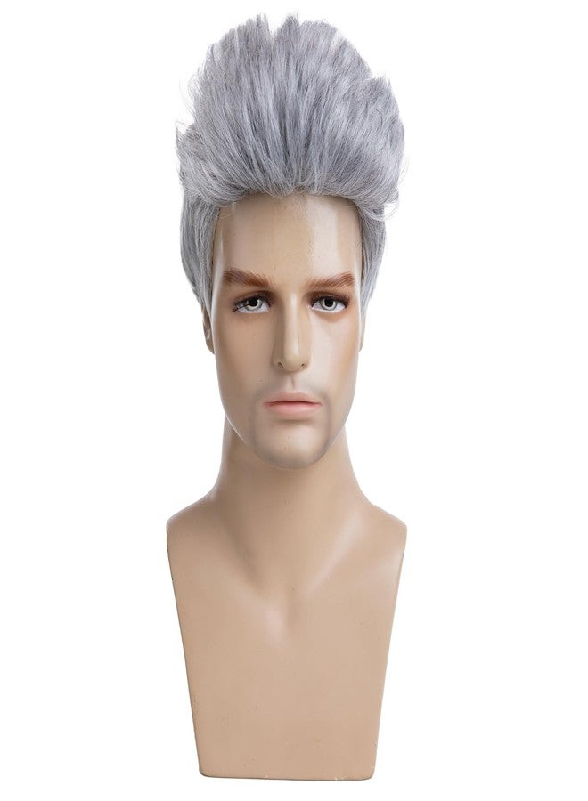 Wiwige Mens Wig Short Grey Mixed White Cosplay Hair Natural Synthetic Replacement Wig - Image 2