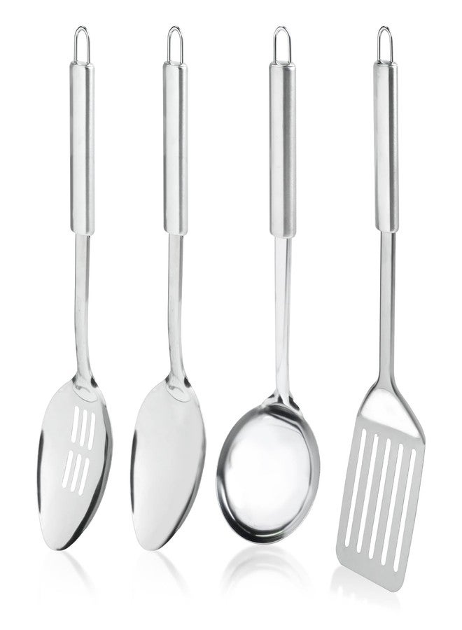 Gabrella 4 Pack Stainless Steel Cooking Utensils Set, Kitchen Utensils Set, Slotted Spoon, Soup Ladle, Serving Spoon and Slotted Spatula, Ergonomic Handle, Dishwasher Safe - Image 1