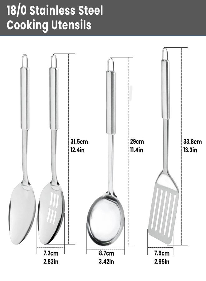 Gabrella 4 Pack Stainless Steel Cooking Utensils Set, Kitchen Utensils Set, Slotted Spoon, Soup Ladle, Serving Spoon and Slotted Spatula, Ergonomic Handle, Dishwasher Safe - Image 2