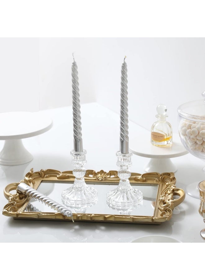 RR BRAND 4 Pices Glass Candlestick Holders 4 Inch Taper Candle Holders Clear Glass Candle Holders for Wedding Festival Party & Festival Decor  - Image 1