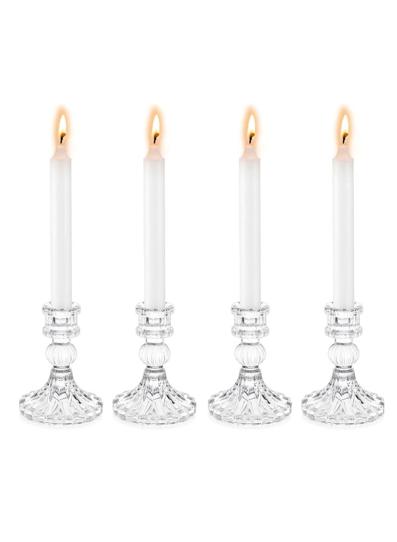 RR BRAND 4 Pices Glass Candlestick Holders 4 Inch Taper Candle Holders Clear Glass Candle Holders for Wedding Festival Party & Festival Decor  - Image 3