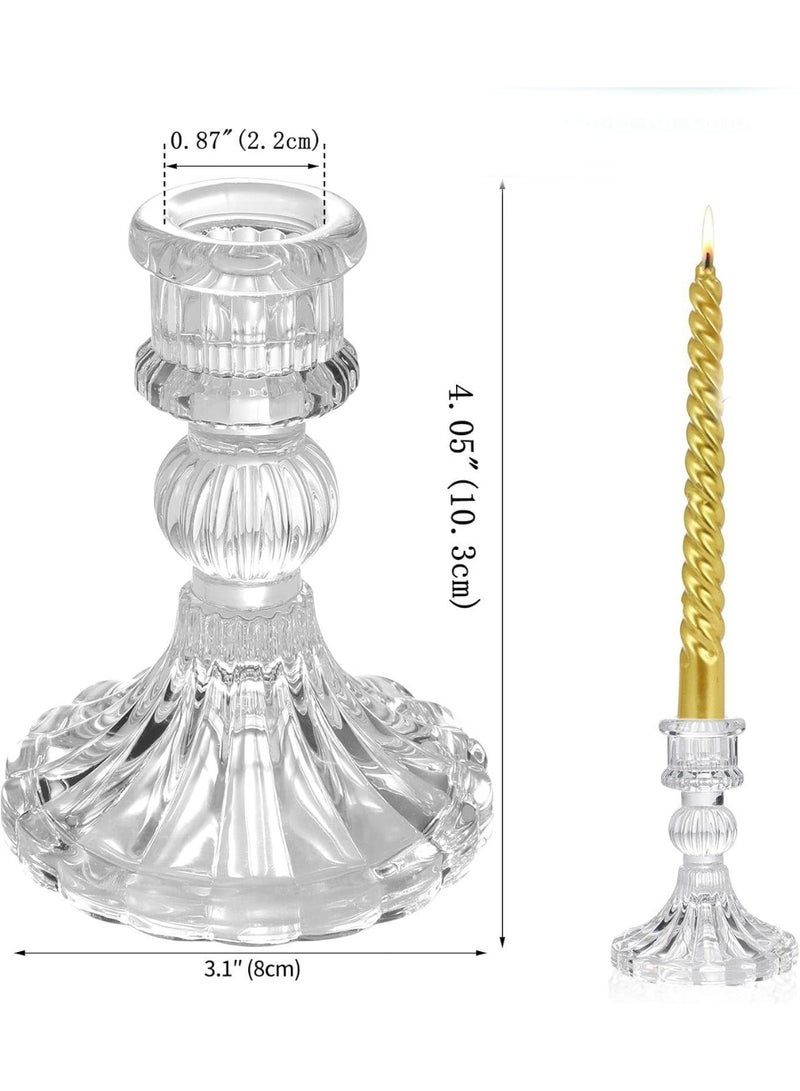 RR BRAND 4 Pices Glass Candlestick Holders 4 Inch Taper Candle Holders Clear Glass Candle Holders for Wedding Festival Party & Festival Decor  - Image 2