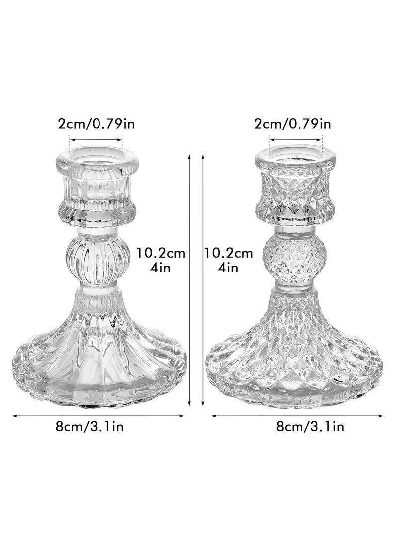 RR BRAND 4 Pices Glass Candlestick Holders 4 Inch Taper Candle Holders Clear Glass Candle Holders for Wedding Festival Party & Festival Decor  - Image 5