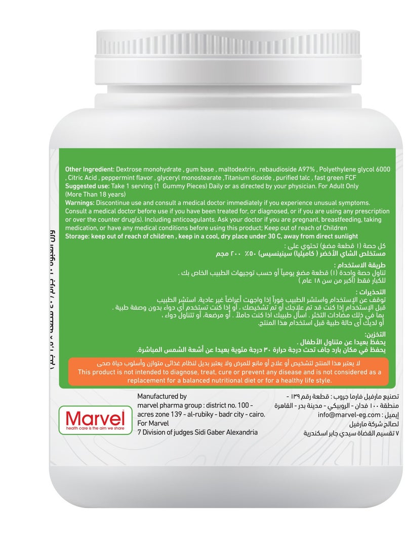 MARVEL Burner Chewable Gummy Pieces For Weight Loss ,Green Tea Extract, Mint Flavor ,40 Pieces, 2 Packs, 80 Pieces - Image 2