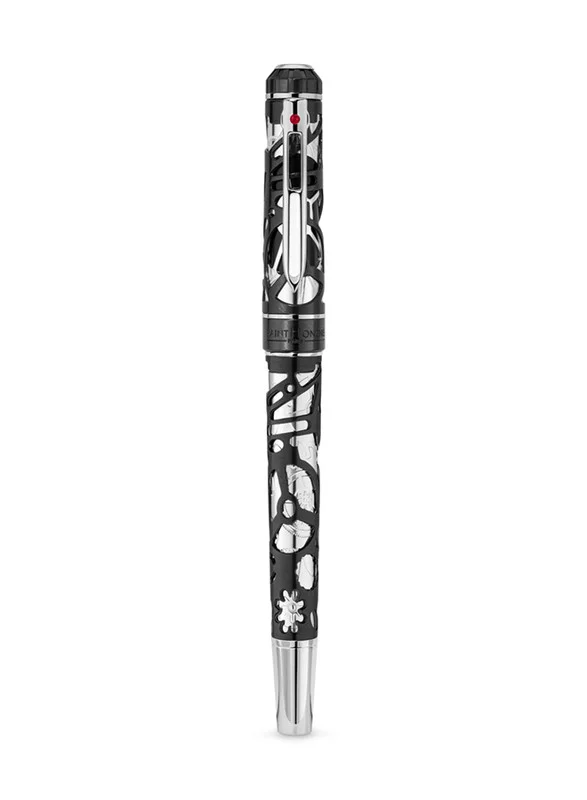 Saint Honore Paris Ion Plated Silver and Grey Pen With Stainless Steel Inlay Pen - 6811 1N - 143MM